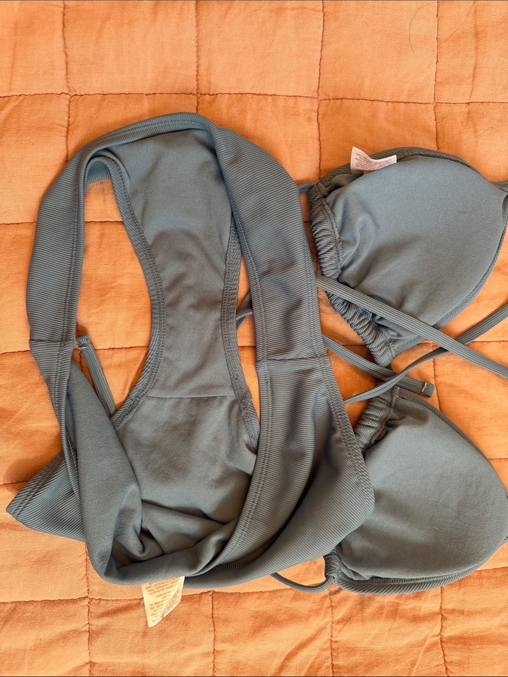 Shade & Shore Blue Ribbed Triangle Bikini Set - Picture 4 of 5